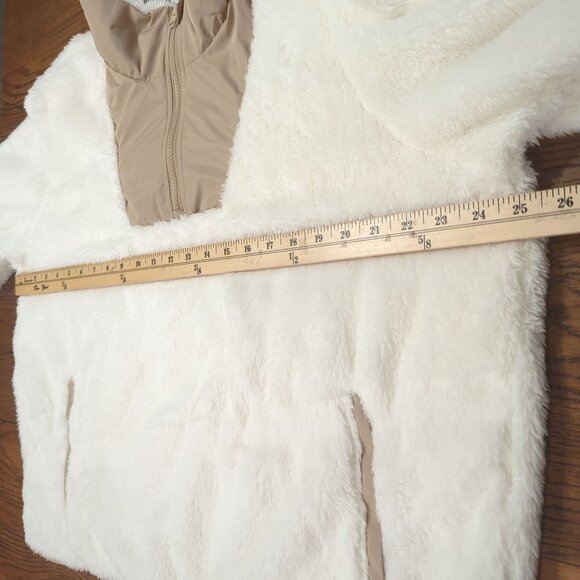 Lands’ End Women’s Fleece Pullover L Ivory Tan Half Zip Sherpa Jacket Soft Cozy - Picture 11 of 16